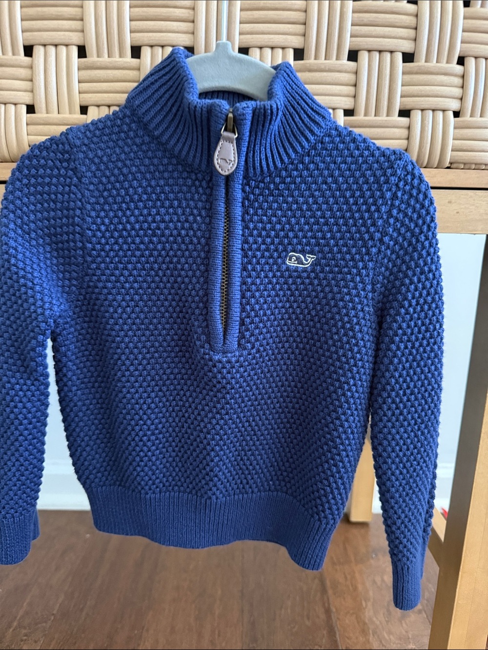 Vineyard Vines Royal Blue Half-Zip Textured Cowl Sweater